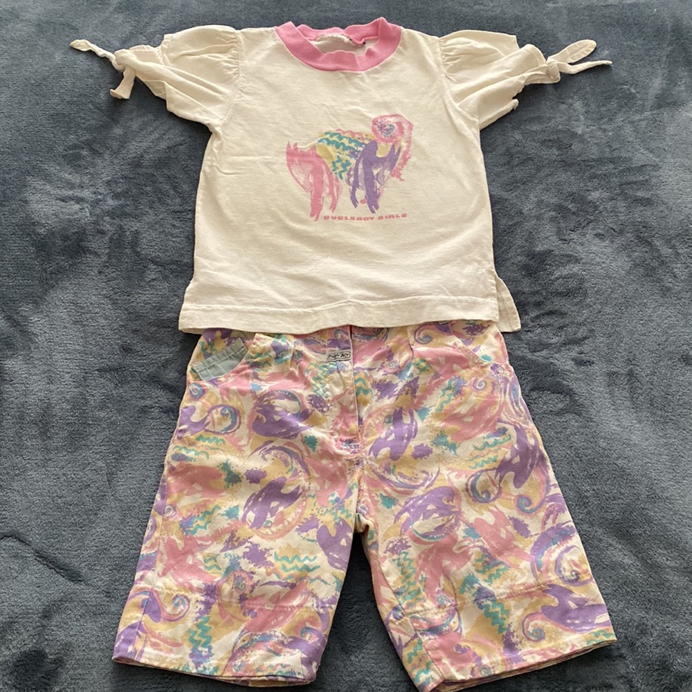Bugle Boy Abstract Design Jean Bike Shorts and Matching Top